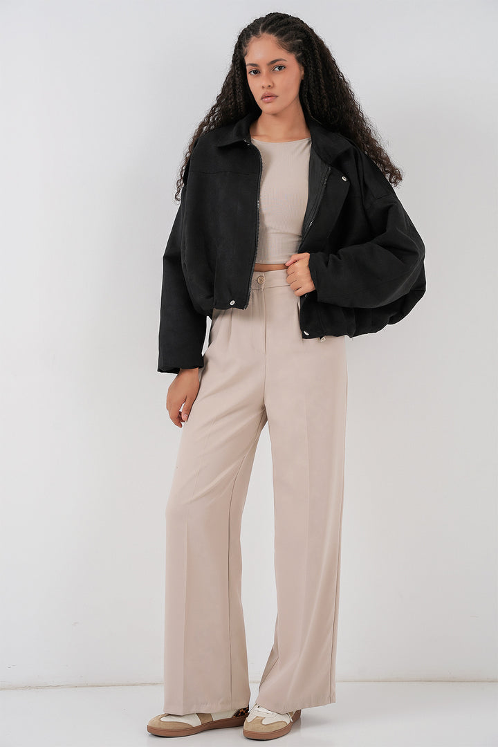 Bigdart Veste en suède oversize noire pour femme 1055
