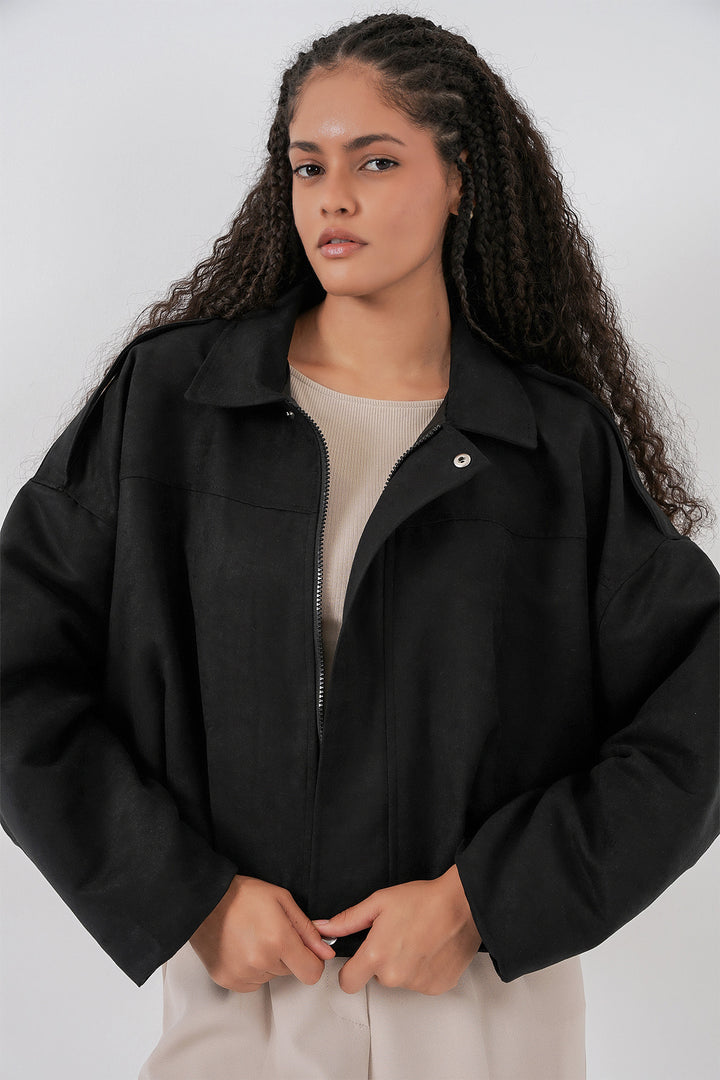 Bigdart Veste en suède oversize noire pour femme 1055