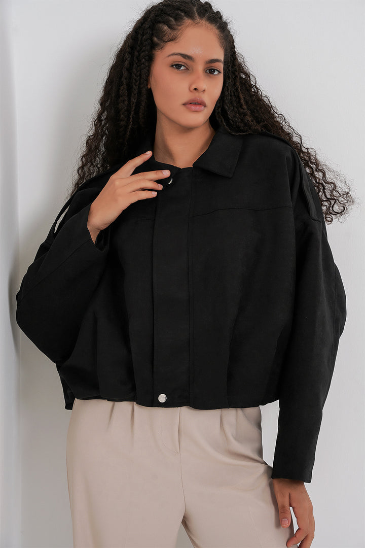 Bigdart Veste en suède oversize noire pour femme 1055