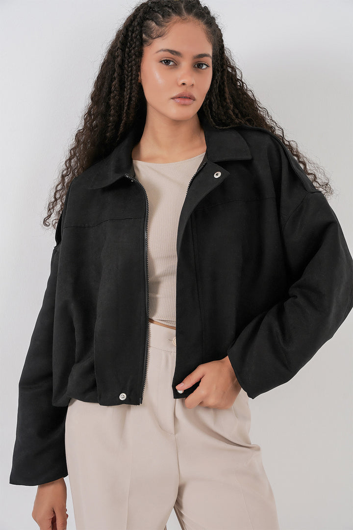 Bigdart Veste en suède oversize noire pour femme 1055