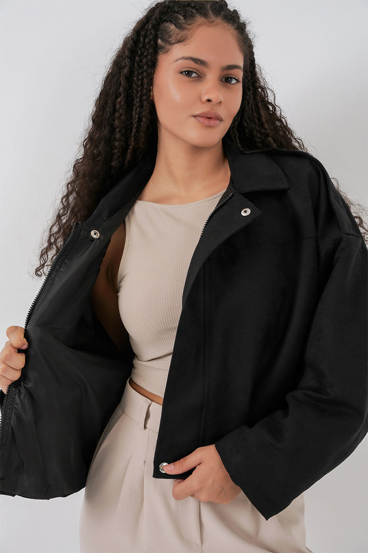 Bigdart Veste en suède oversize noire pour femme 1055