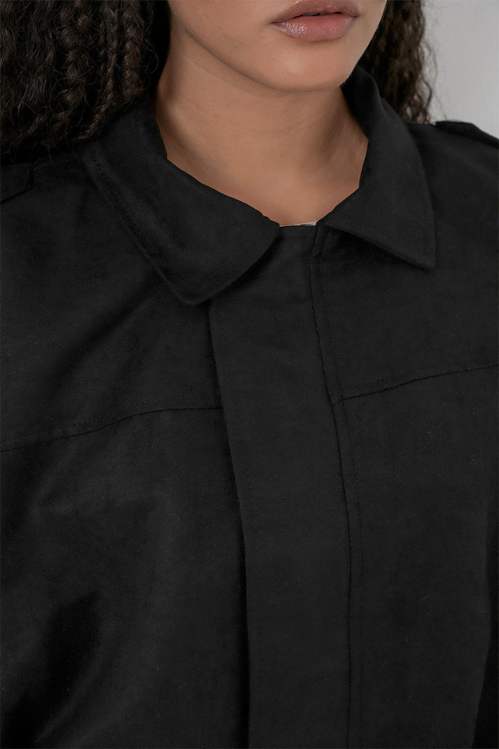 Bigdart Veste en suède oversize noire pour femme 1055