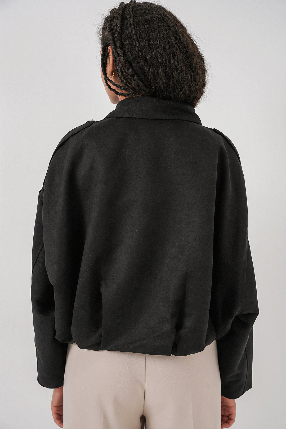 Bigdart Veste en suède oversize noire pour femme 1055