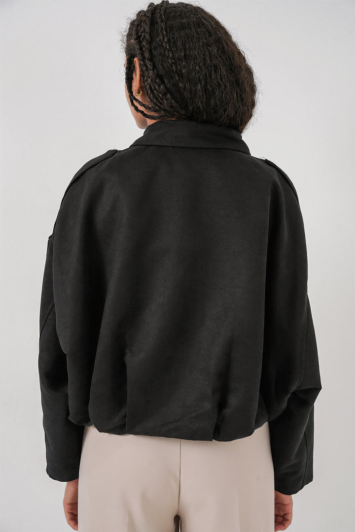 Bigdart Veste en suède oversize noire pour femme 1055