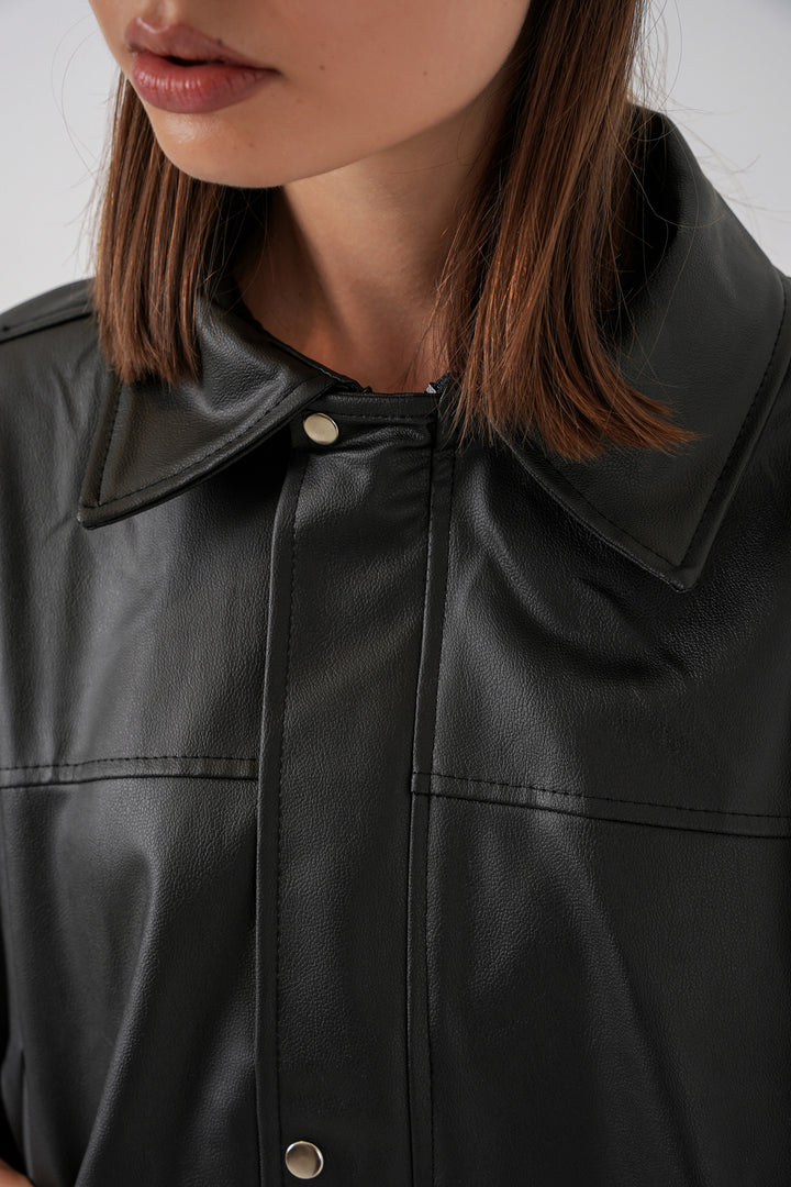 Bigdart Veste en cuir oversize pour femme 1055 - Noir