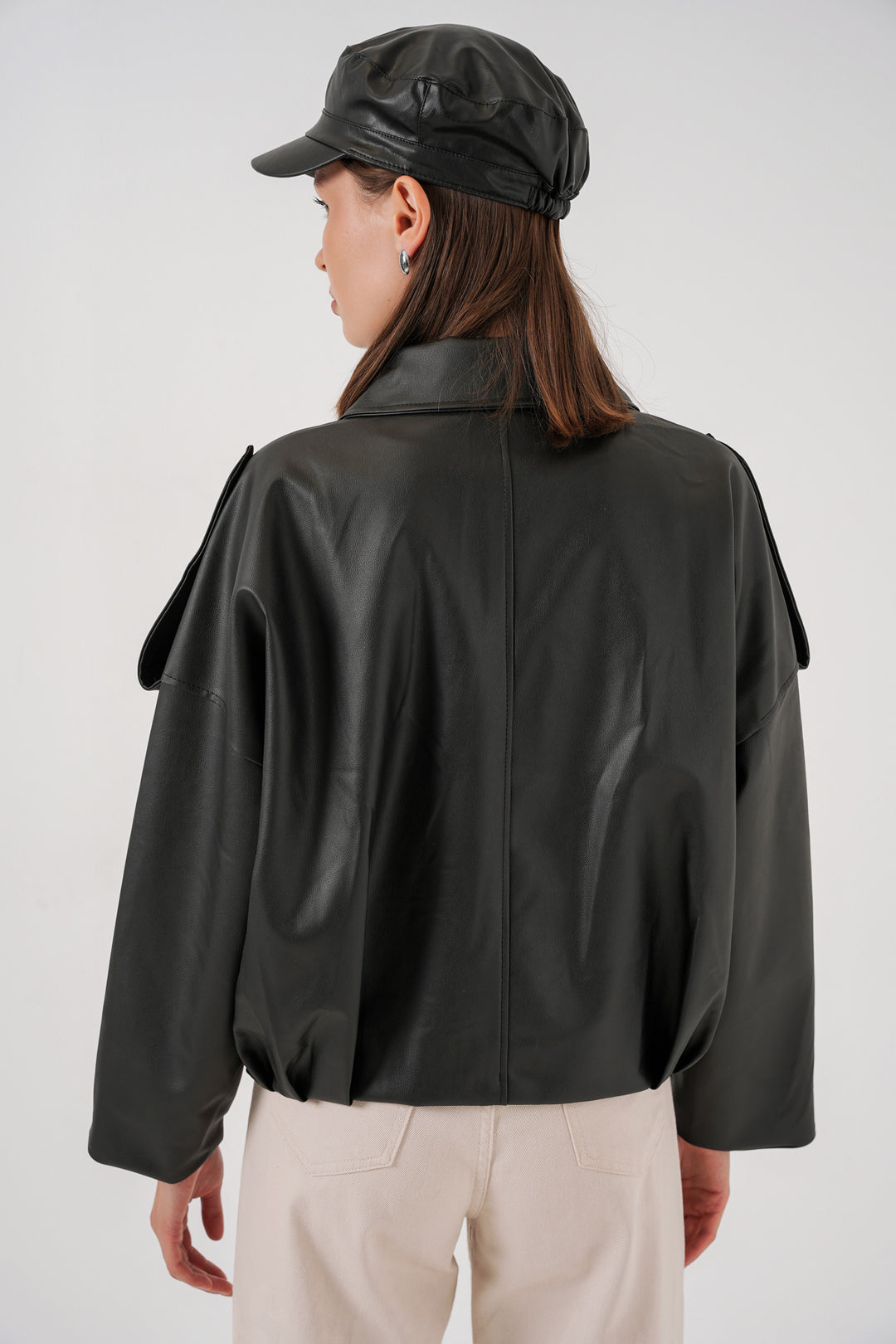 Bigdart Veste en cuir oversize pour femme 1055 - Noir