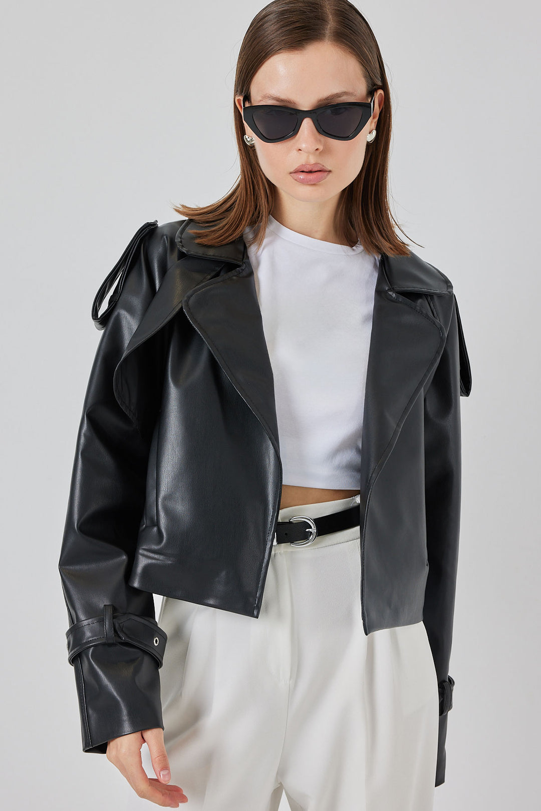 Bigdart Veste en cuir oversize pour femme 1047 - Noir