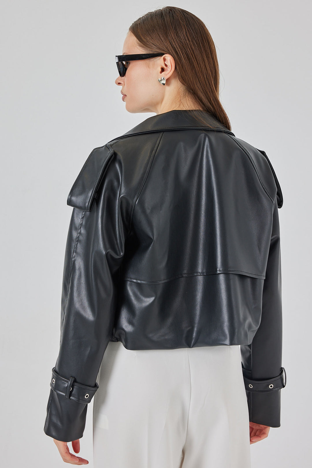 Bigdart Veste en cuir oversize pour femme 1047 - Noir