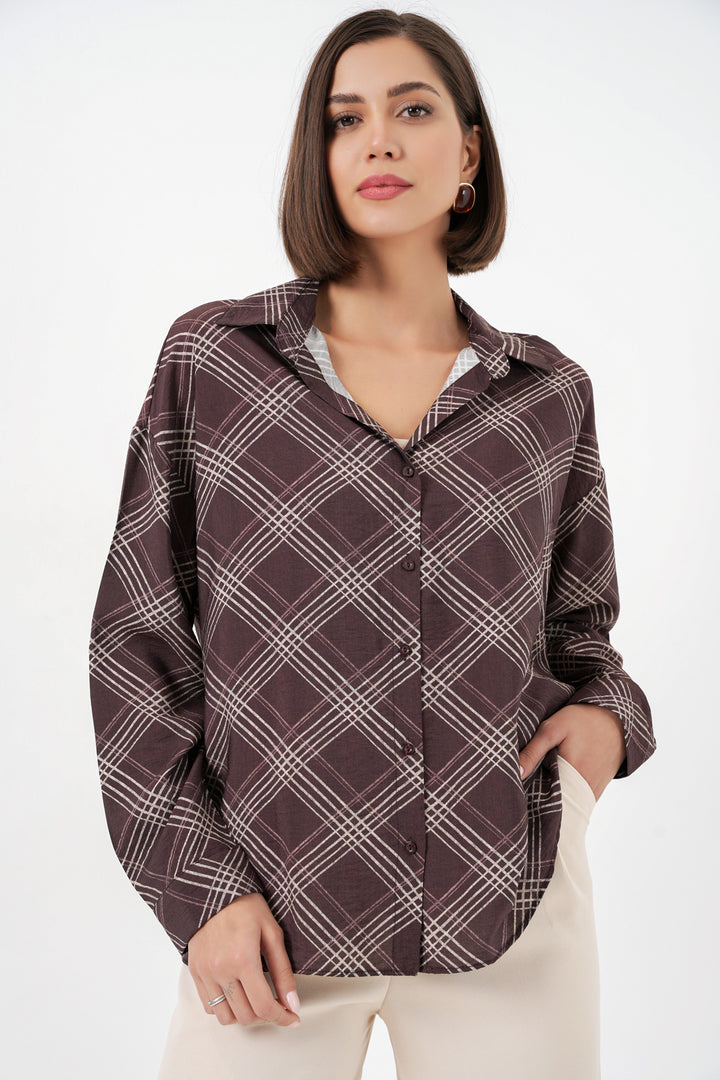 Bigdart Chemise oversize à motifs pour femme 20372 - Marron