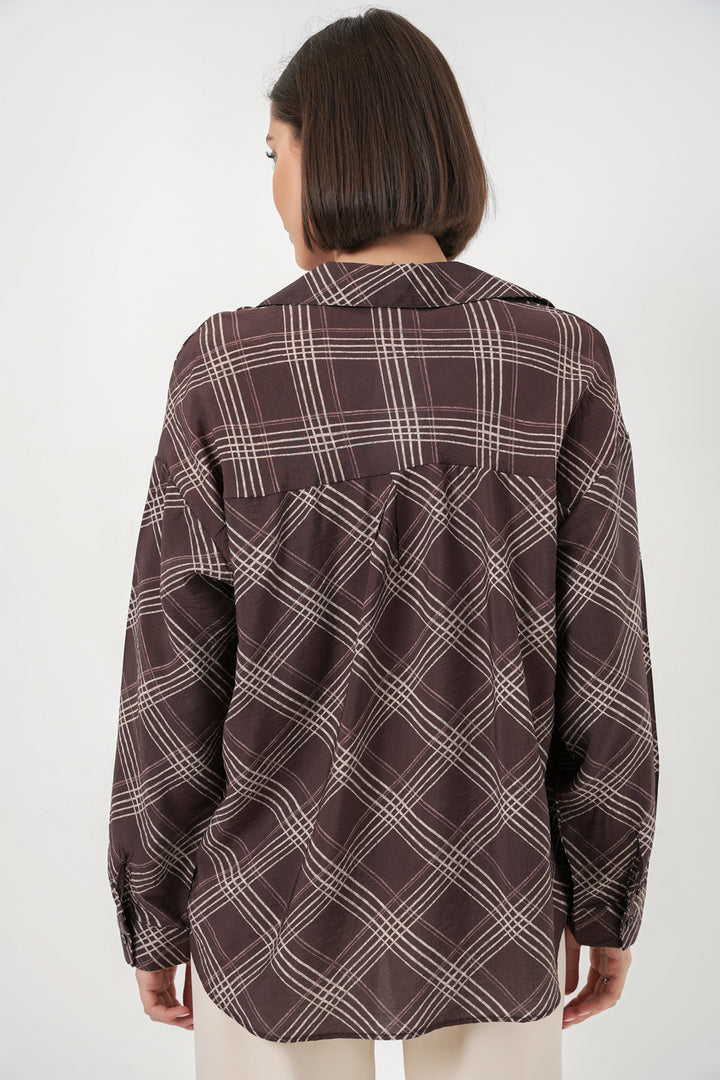 Bigdart Chemise oversize à motifs pour femme 20372 - Marron