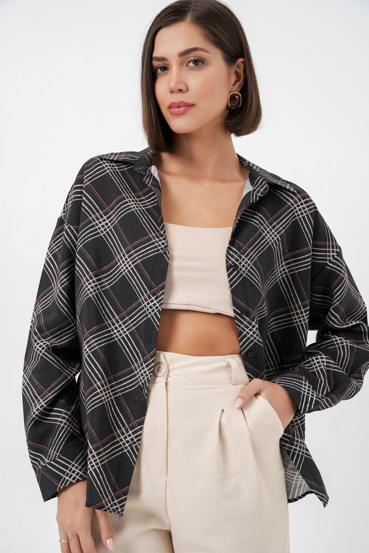 Bigdart Chemise oversize à motifs pour femme 20372 - Noir