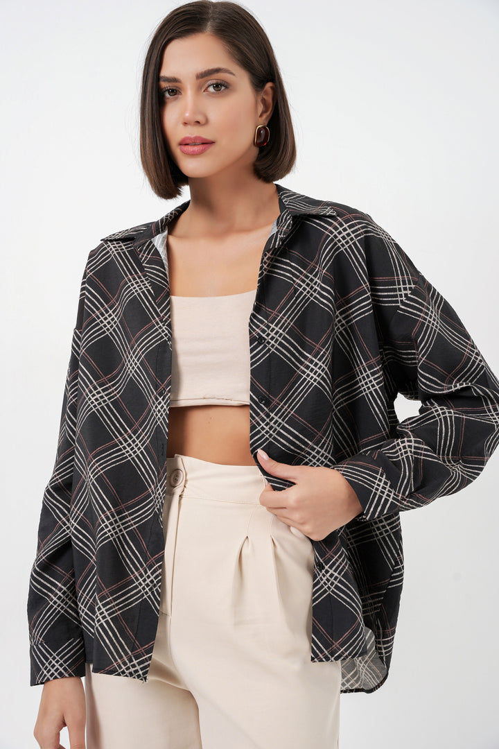 Bigdart Chemise oversize à motifs pour femme 20372 - Noir