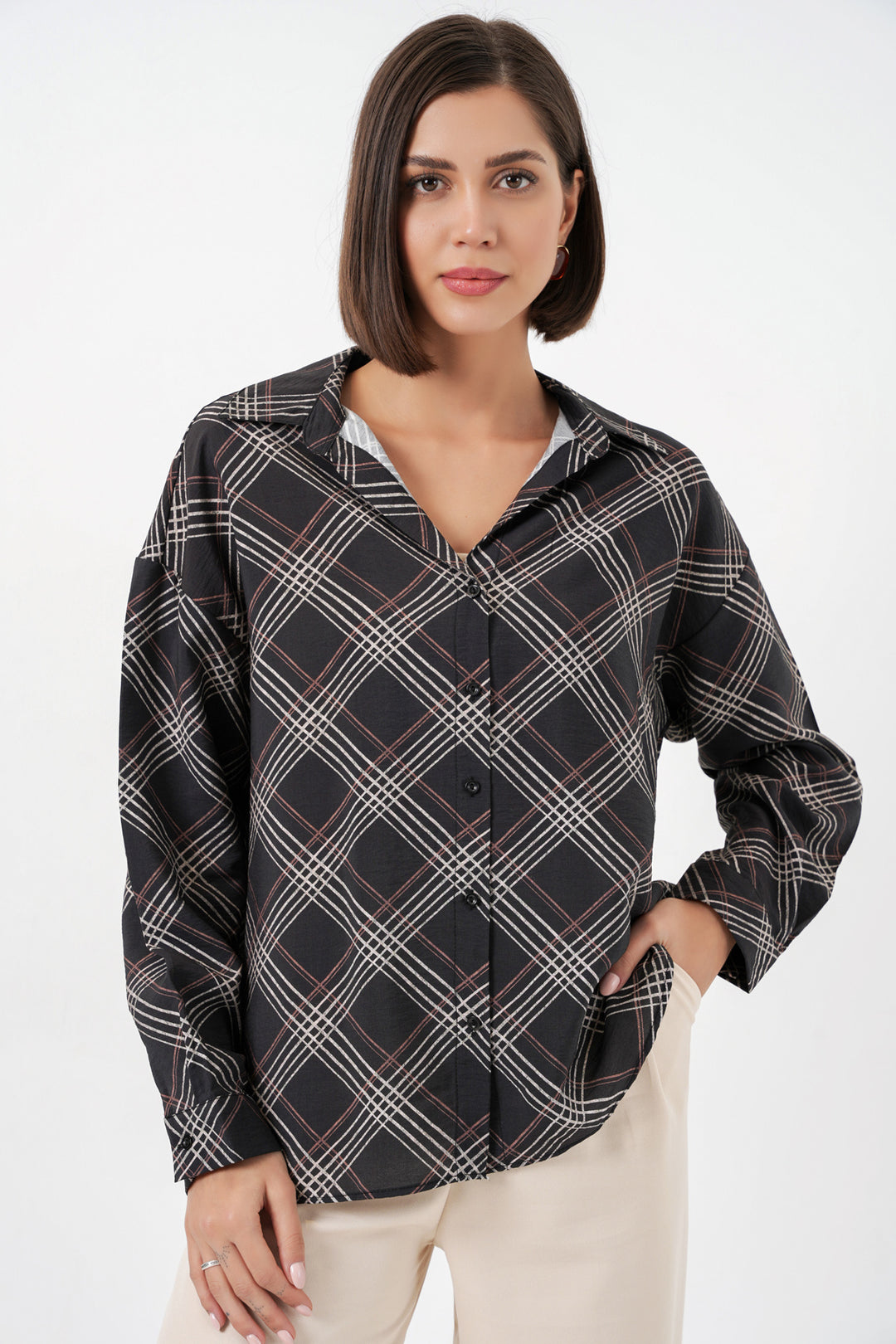 Bigdart Chemise oversize à motifs pour femme 20372 - Noir