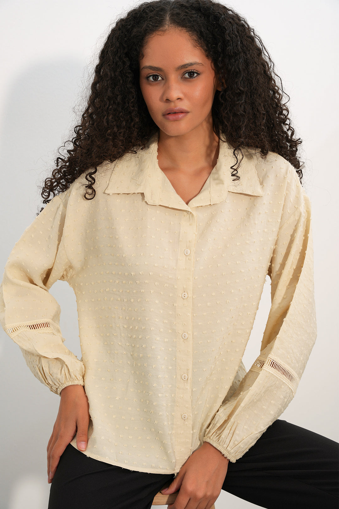Bigdart Chemise oversize à motifs femme 20379 - Crème