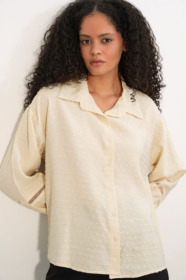 Bigdart Chemise oversize à motifs femme 20379 - Crème