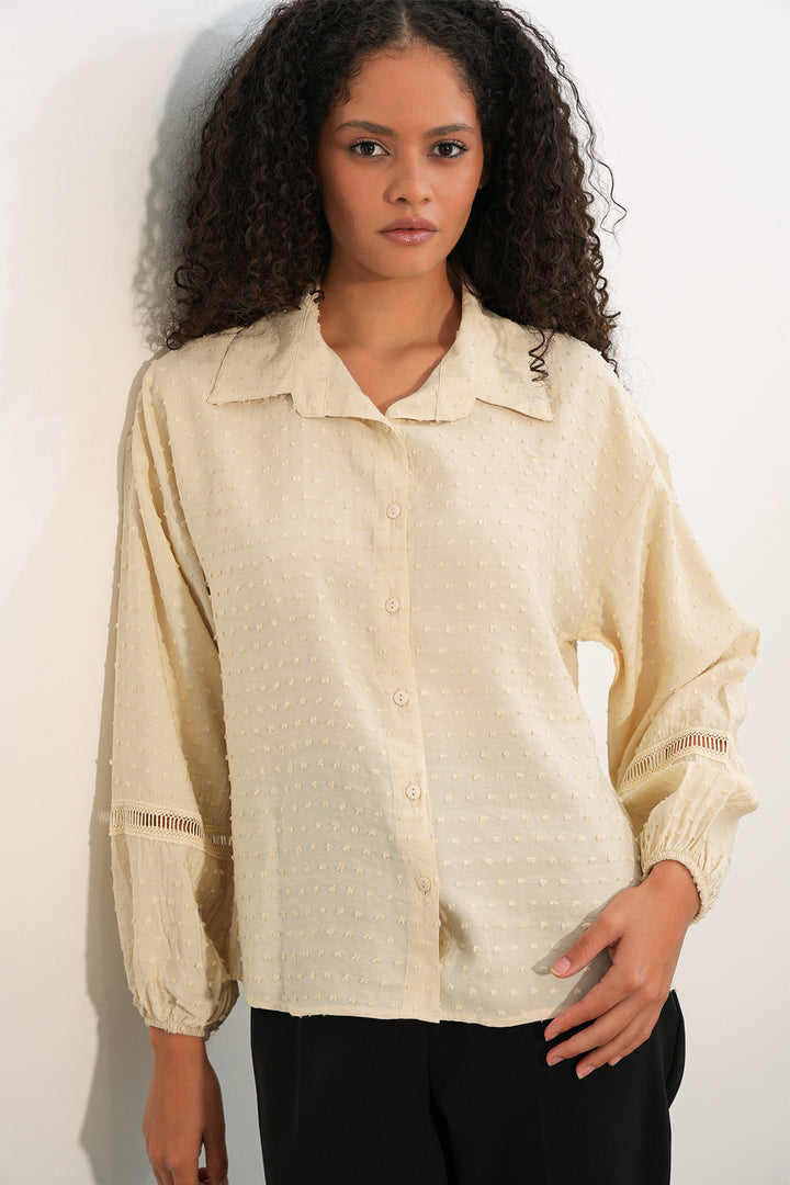 Bigdart Chemise oversize à motifs femme 20379 - Crème