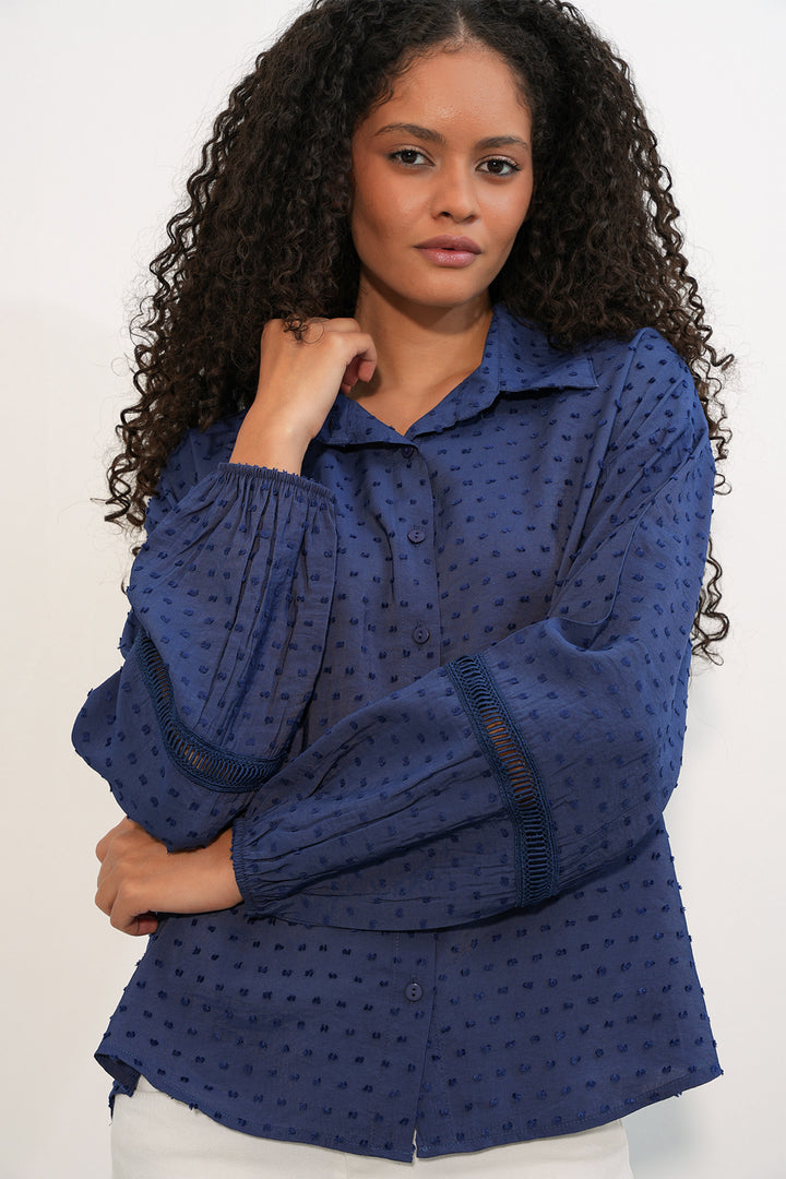 Bigdart Chemise oversize à motifs femme 20379 - Bleu marine