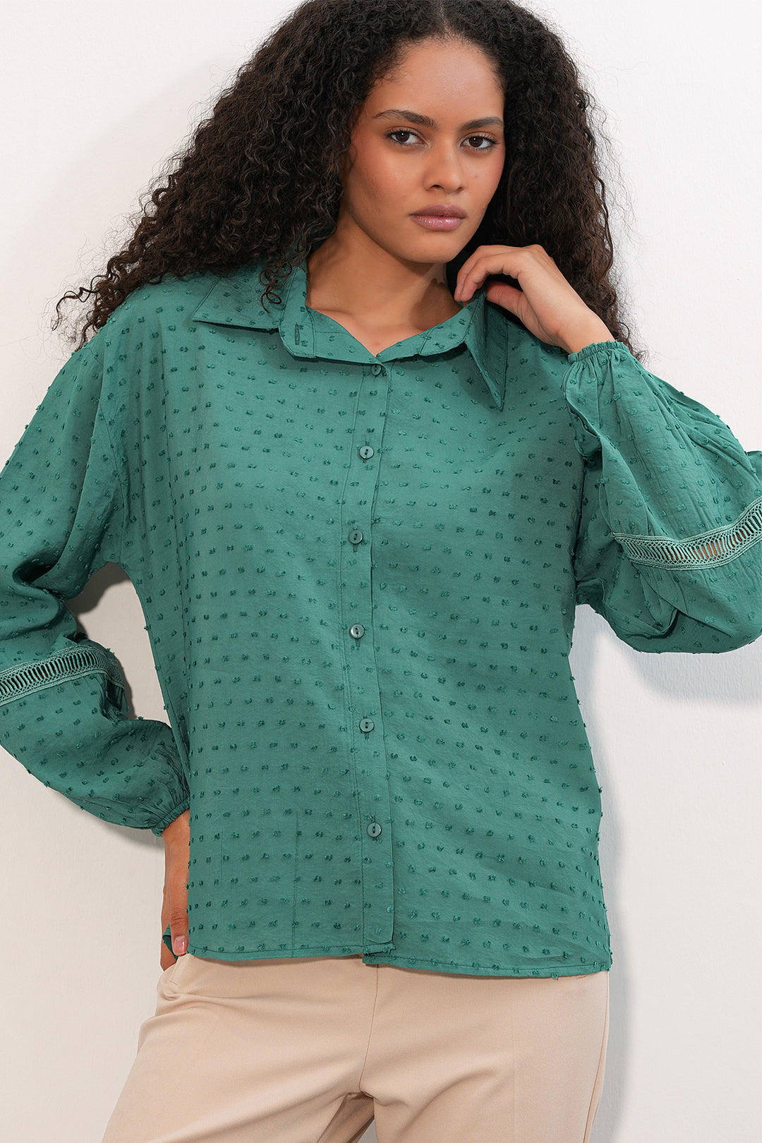 Bigdart Chemise oversize à motifs femme 20379 - Vert émeraude