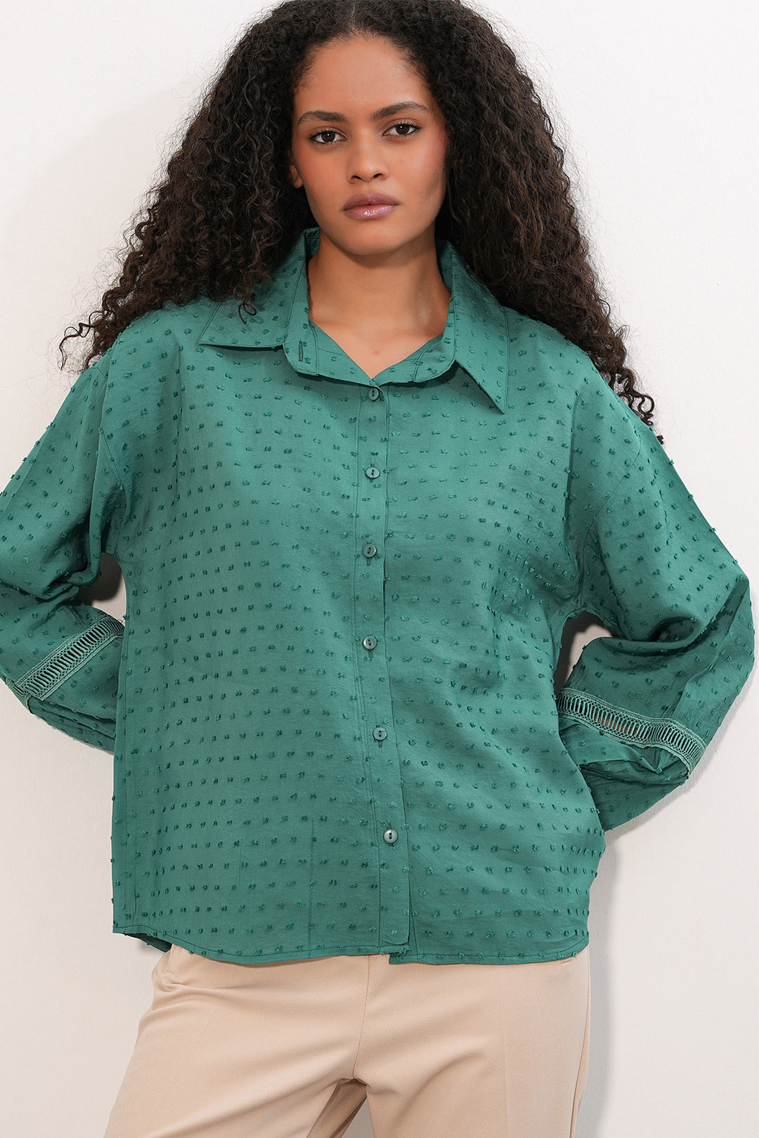 Bigdart Chemise oversize à motifs femme 20379 - Vert émeraude