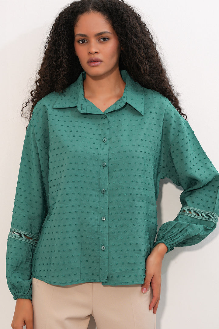 Bigdart Chemise oversize à motifs femme 20379 - Vert émeraude