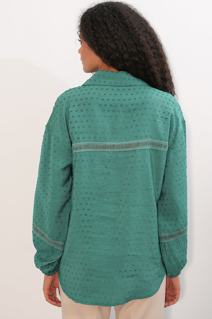 Bigdart Chemise oversize à motifs femme 20379 - Vert émeraude