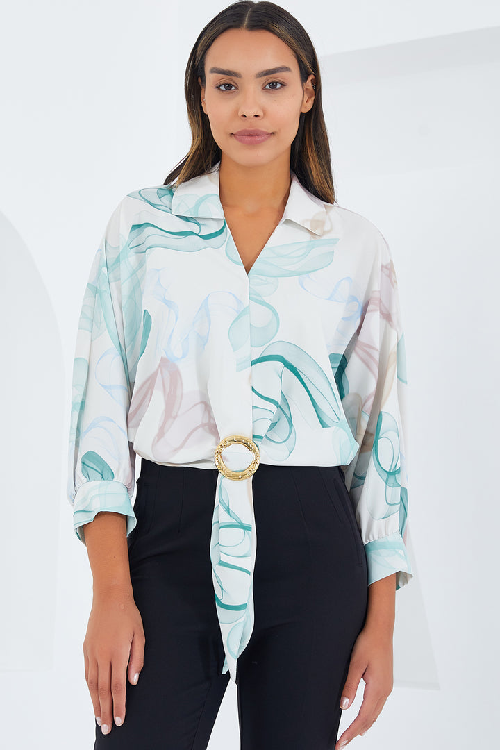 Bigdart Chemise crop satin oversize drapée pour femme 906 - Menthe
