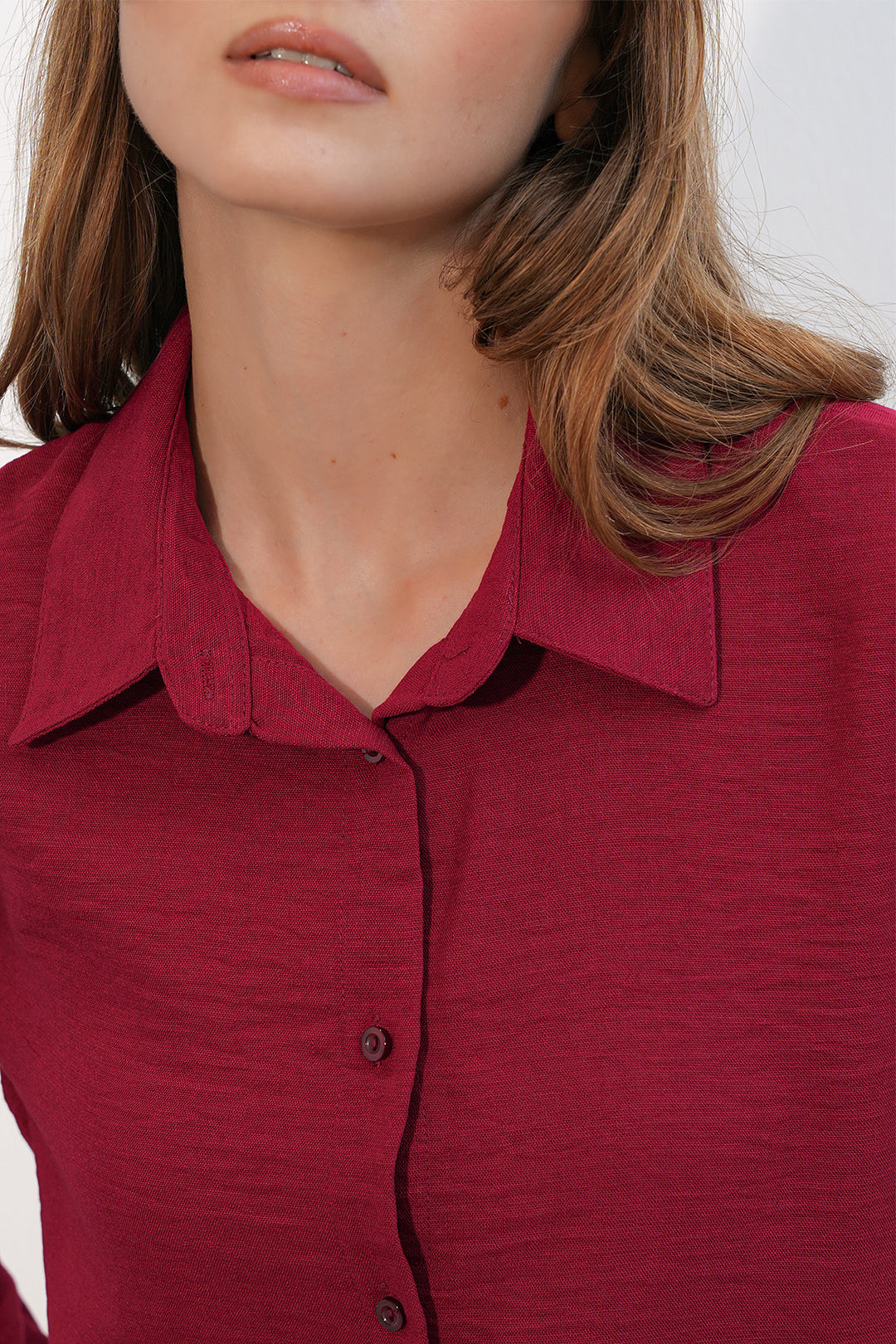 Bigdart Chemise oversize pour femme en lin 20338 - Bordeaux