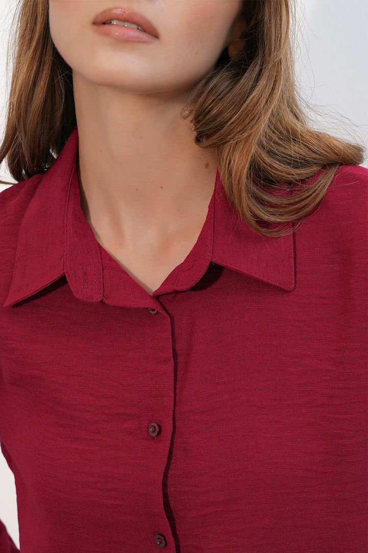 Bigdart Chemise oversize pour femme en lin 20338 - Bordeaux