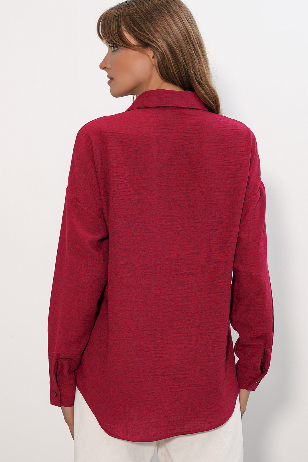 Bigdart Chemise oversize pour femme en lin 20338 - Bordeaux