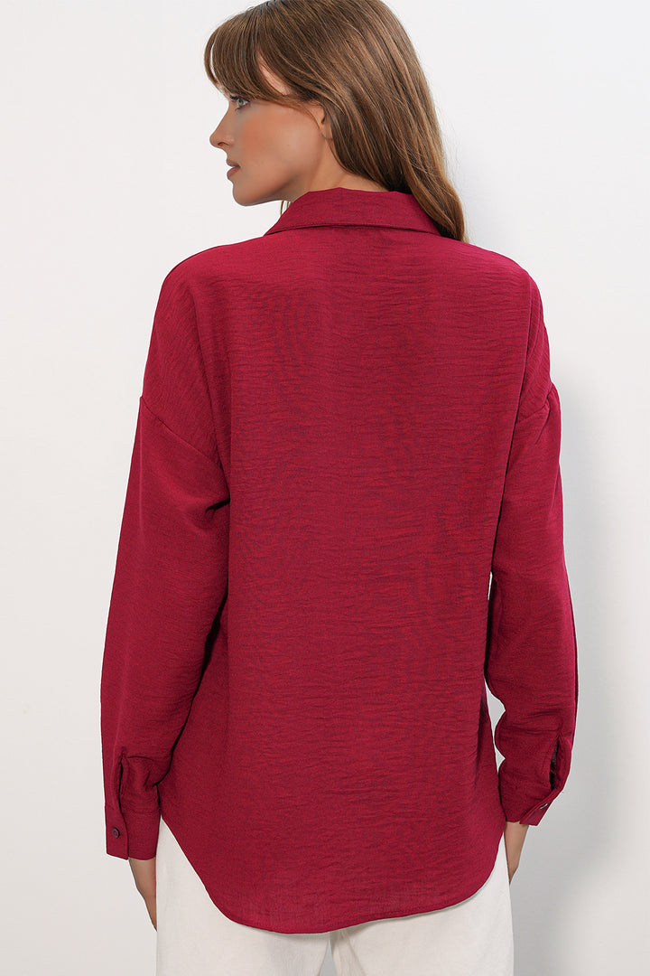 Bigdart Chemise oversize pour femme en lin 20338 - Bordeaux