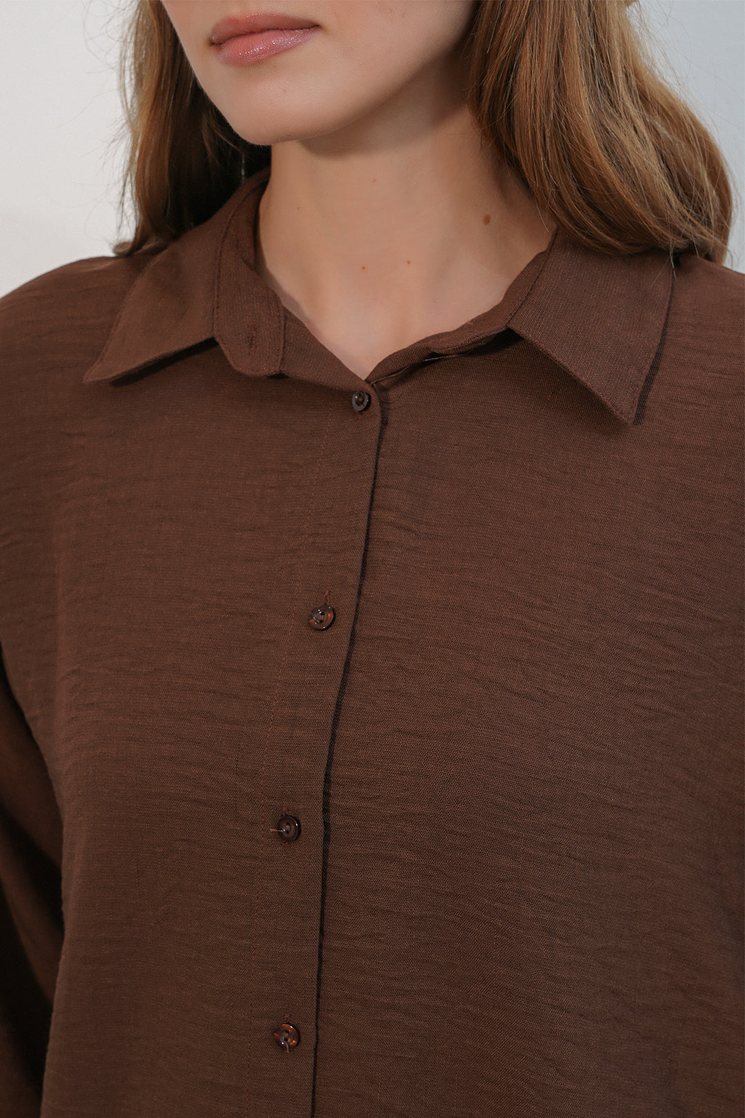 Bigdart Chemise oversize pour femme en lin 20338 - Marron