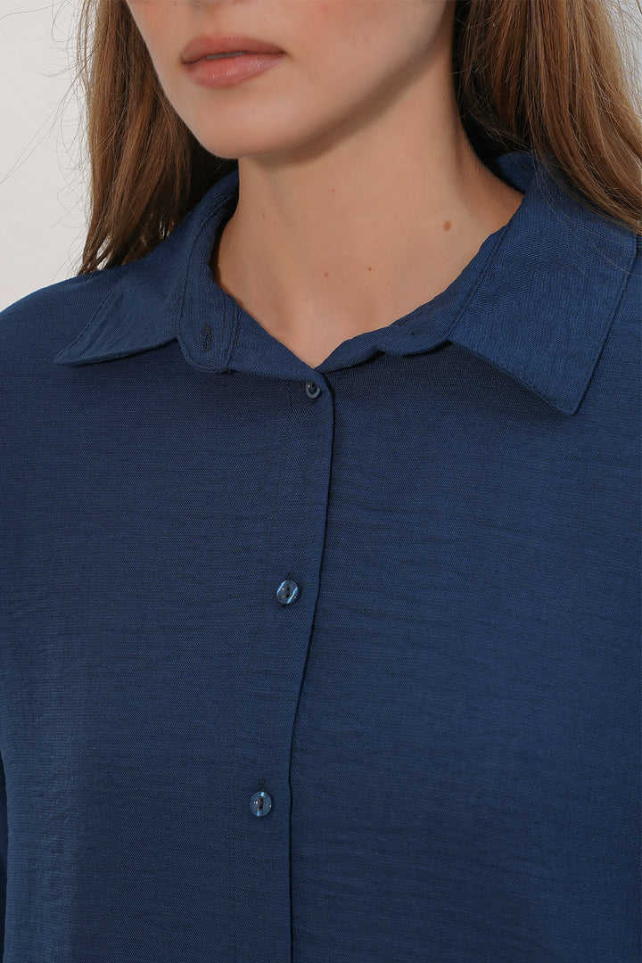 Bigdart Chemise oversize en lin pour femme 20338 - Bleu marine