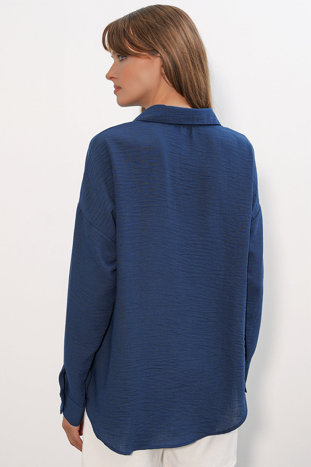 Bigdart Chemise oversize en lin pour femme 20338 - Bleu marine