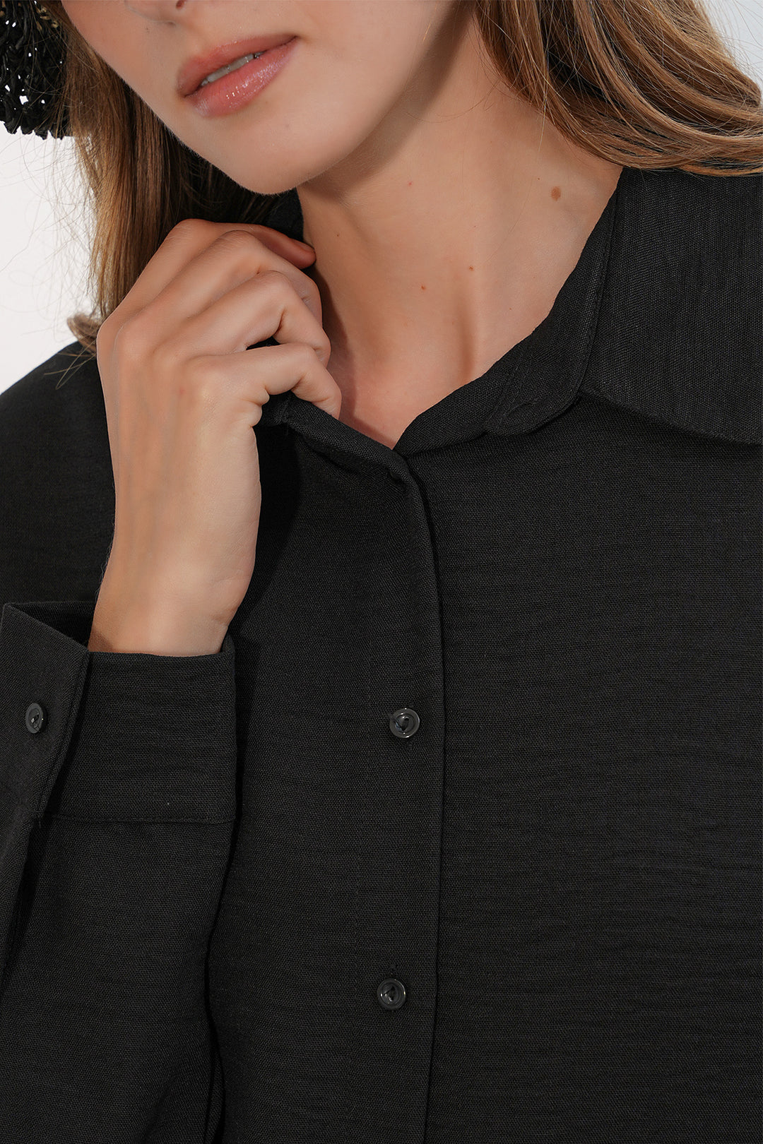 Bigdart Chemise oversize pour femme en lin 20338 - Noir