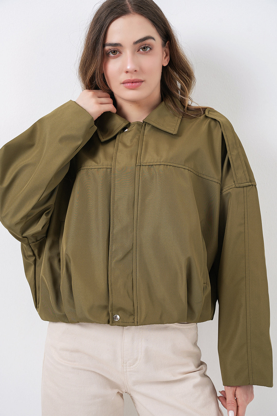 Bigdart Veste Courte Oversize Femme 0732 - Kaki