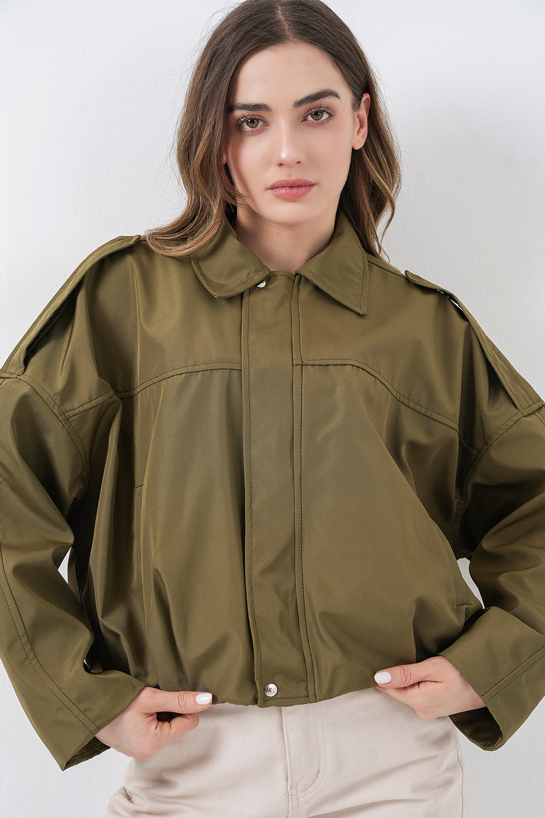 Bigdart Veste Courte Oversize Femme 0732 - Kaki