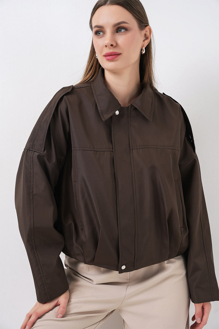 Bigdart Veste courte oversize pour femmes 0732 - Marron