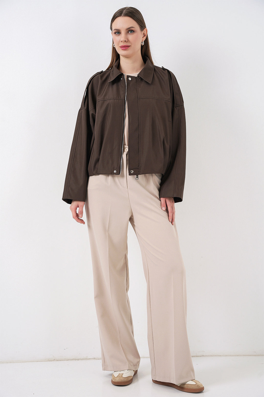 Bigdart Veste courte oversize pour femmes 0732 - Marron