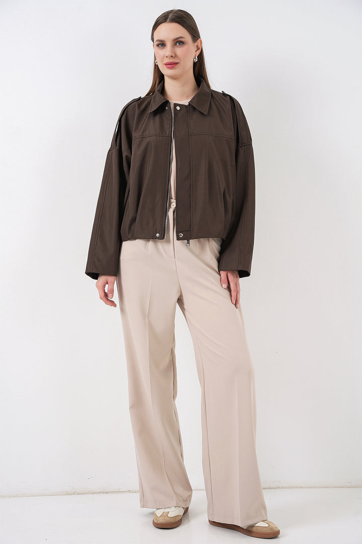 Bigdart Veste courte oversize pour femmes 0732 - Marron