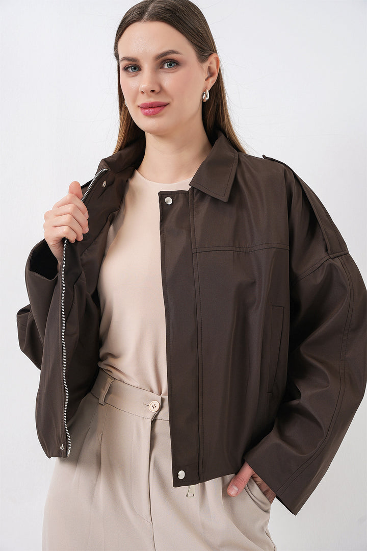 Bigdart Veste courte oversize pour femmes 0732 - Marron