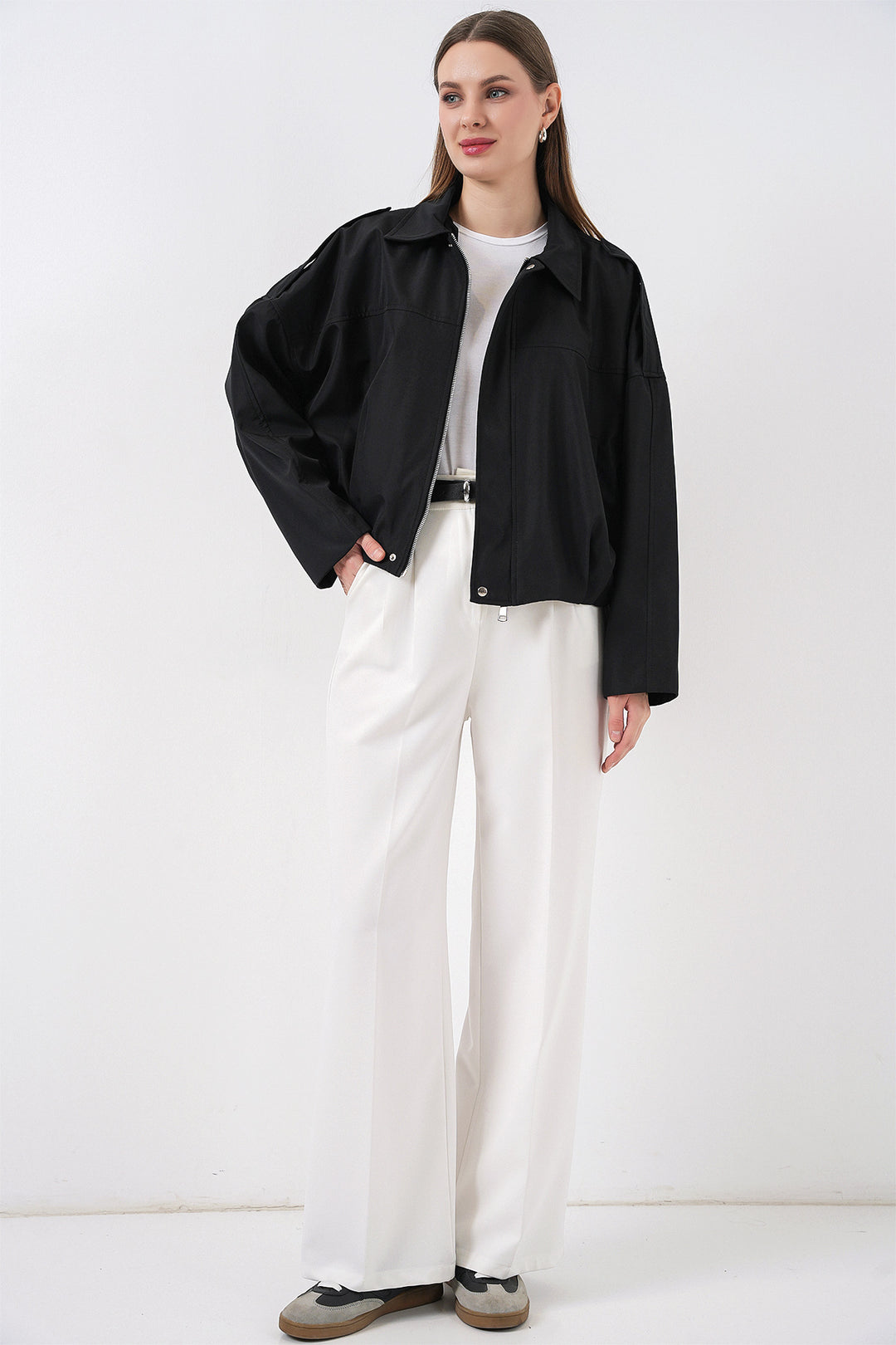 Bigdart Femme Veste Courte Oversize 0732 - Noir