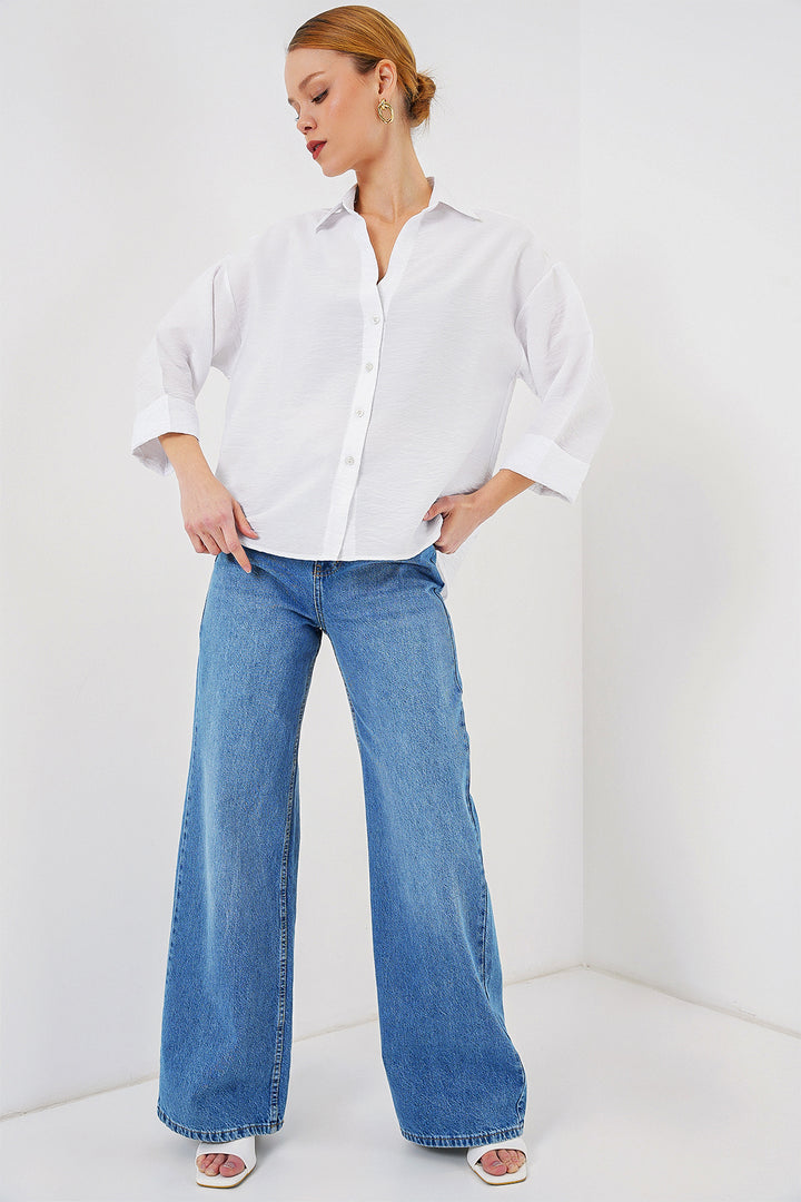 Bigdart Chemise à manches courtes oversize pour femmes 20315 - Blanc