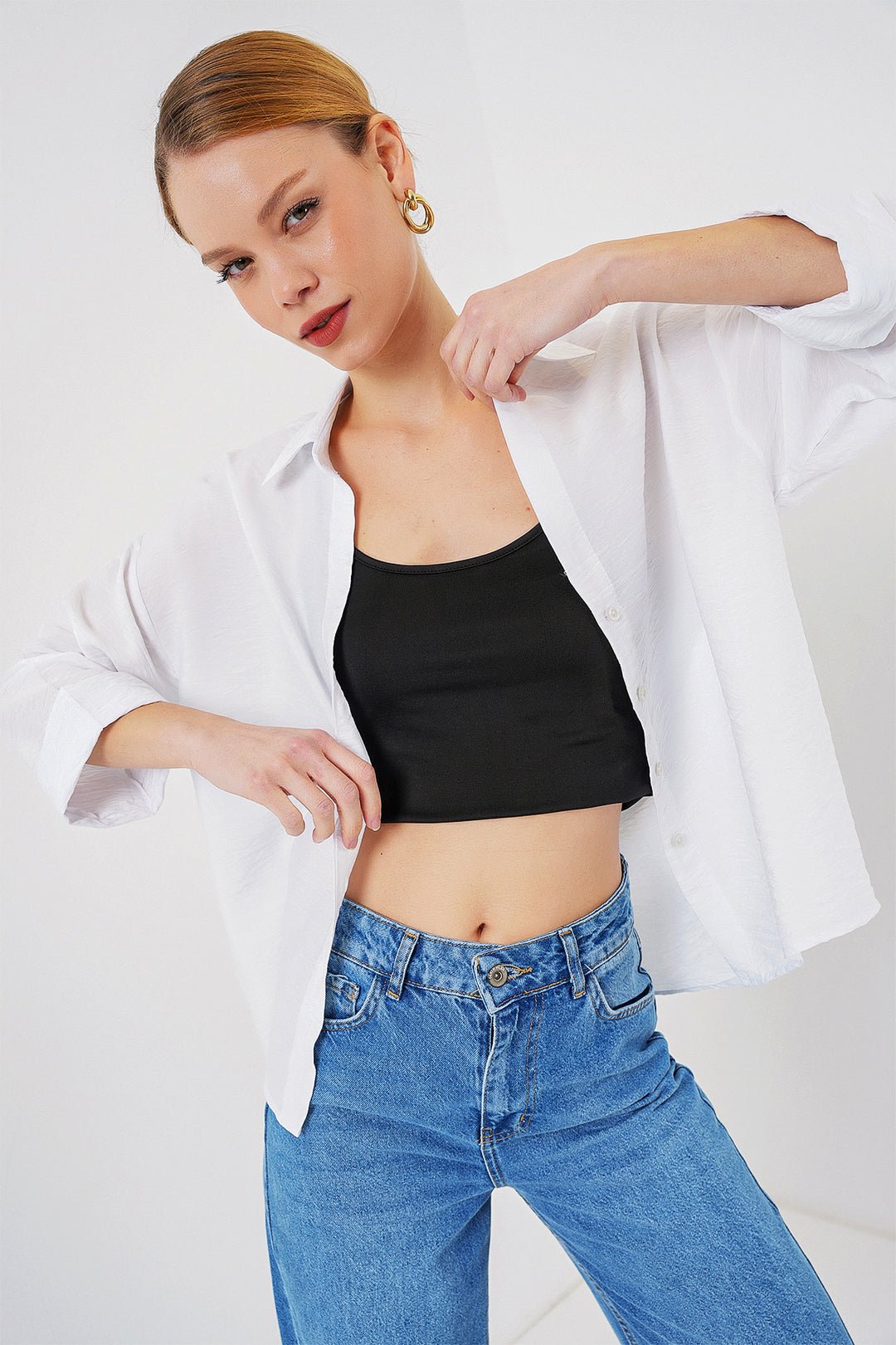 Bigdart Chemise à manches courtes oversize pour femmes 20315 - Blanc