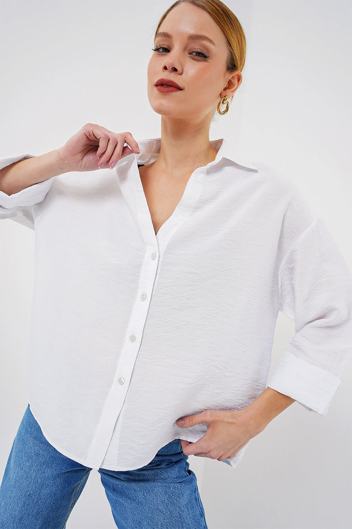 Bigdart Chemise à manches courtes oversize pour femmes 20315 - Blanc