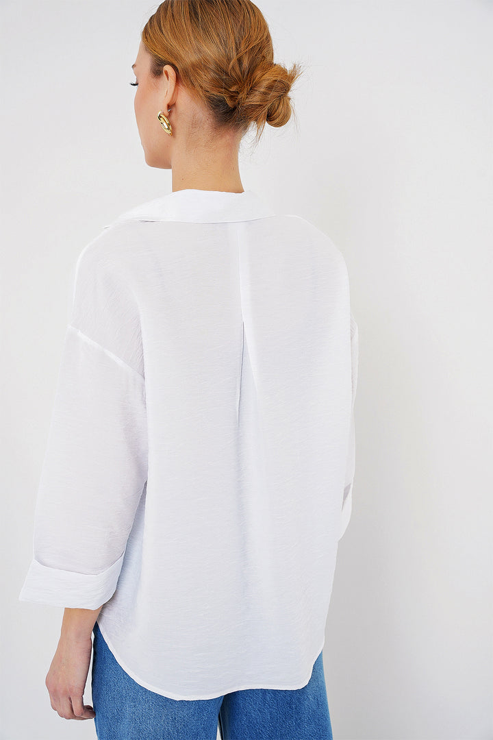 Bigdart Chemise à manches courtes oversize pour femmes 20315 - Blanc