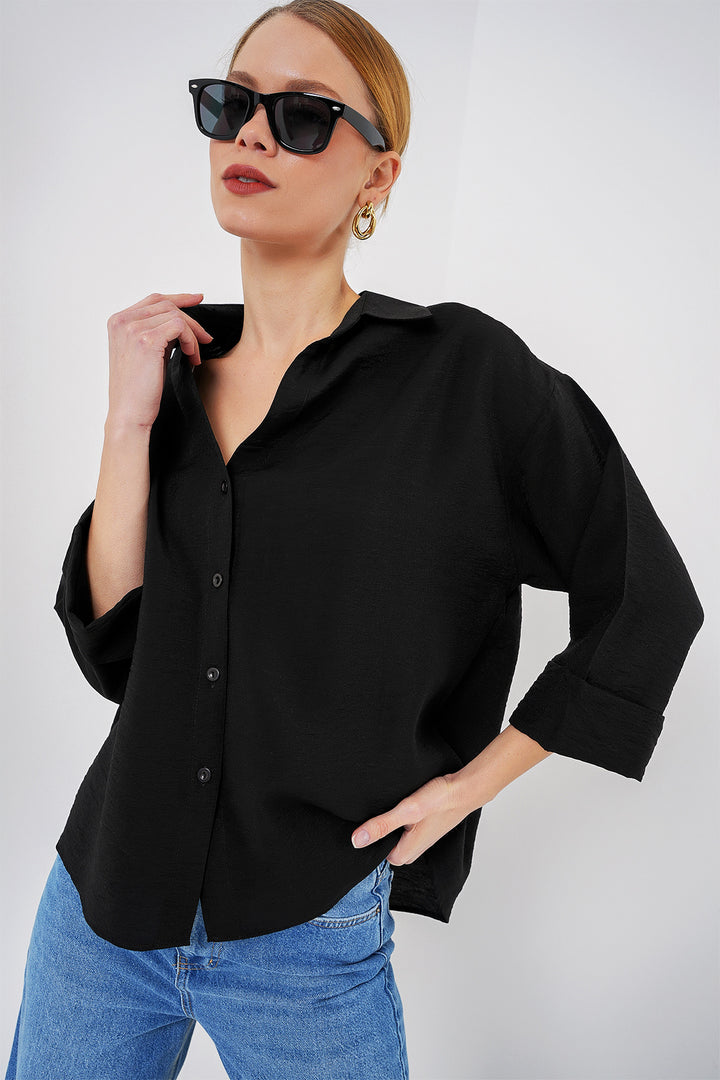 Bigdart Chemise à manches courtes oversize pour femmes 20315 - Noir