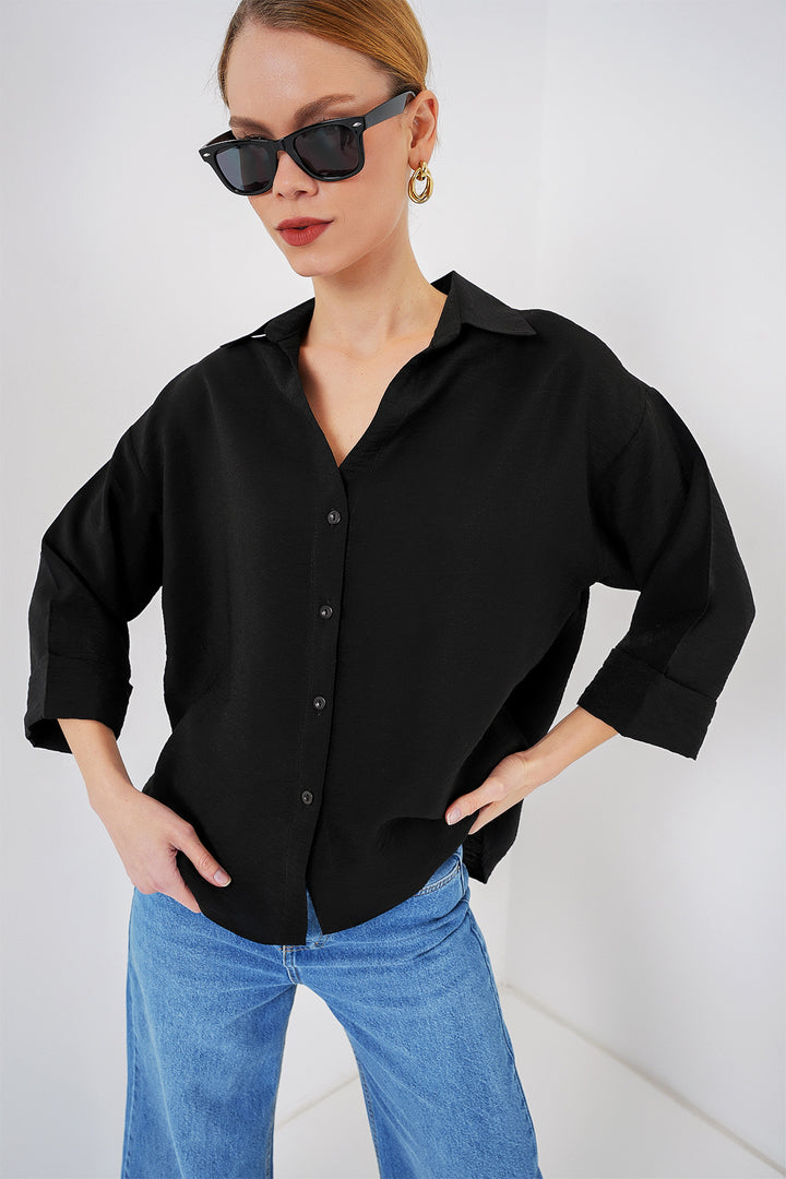 Bigdart Chemise à manches courtes oversize pour femmes 20315 - Noir