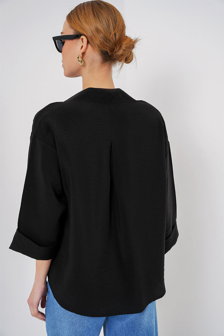 Bigdart Chemise à manches courtes oversize pour femmes 20315 - Noir