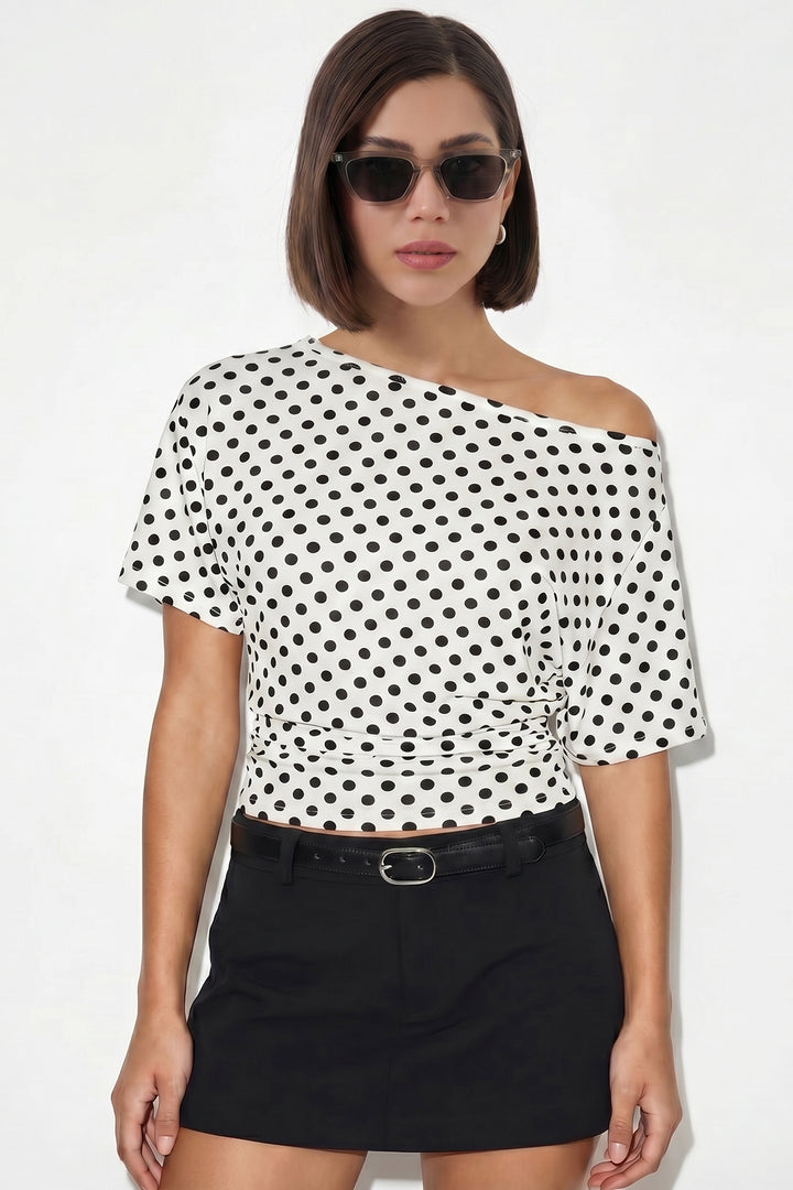 Bigdart Blouse à pois oversize pour femme 40020 - Blanc
