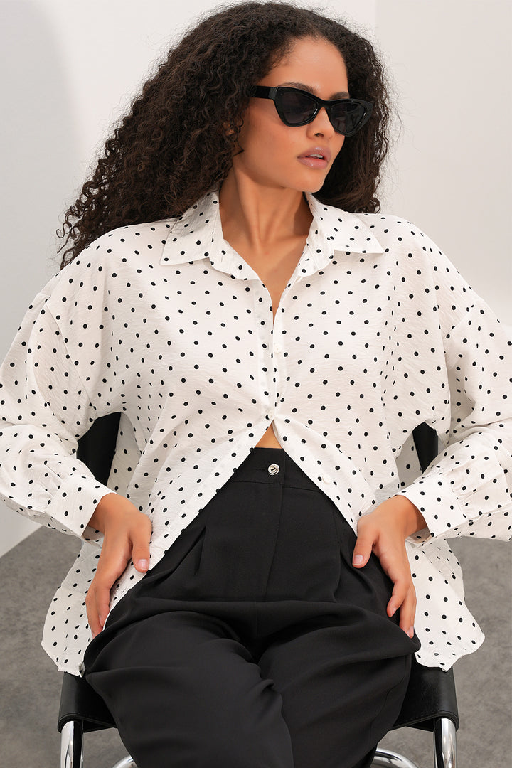 Bigdart Chemise oversize à pois pour femmes 20392 - Blanc